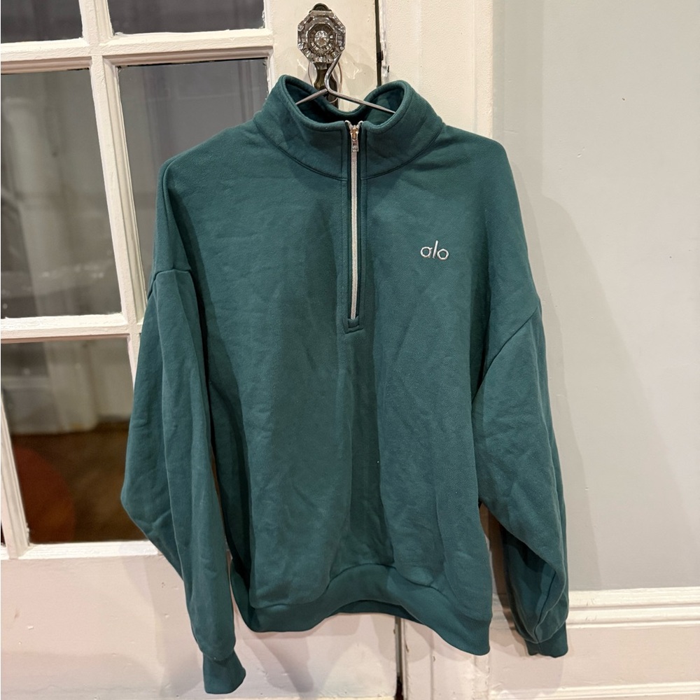 ALO Yoga Men's Zip-Up Sweater in Teal